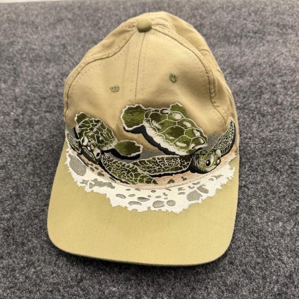 Cayman Turtle Farm Sea Turtle Big Embroidered Snapback Hat Tan Wildlife